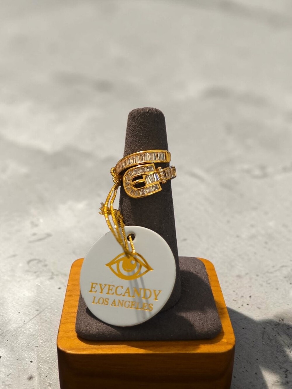 Eye candy NWT Gold Baguette Buckle Ring with Clear Stones